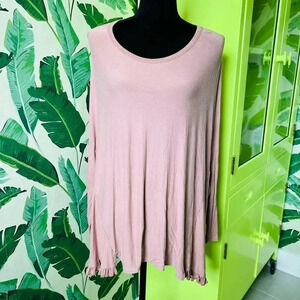 Hummingbird Anthropologie Dusty Rose Oversized Ruffle Top M